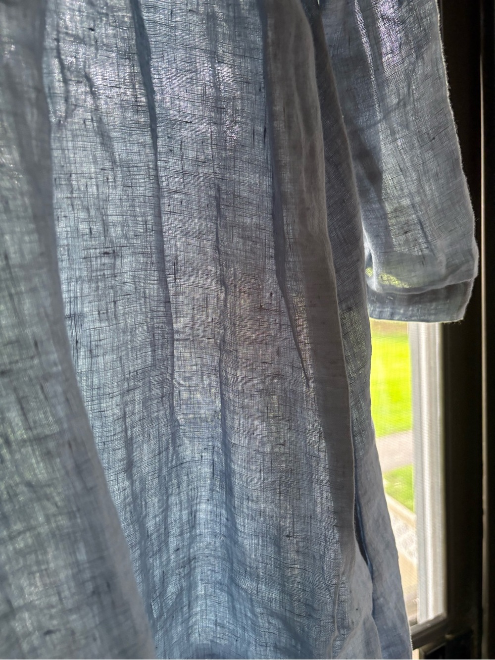 CP Shades Linen Lightweight Blue V-Neck Pintuck Tunic Top lagenlook - Picture 7 of 10
